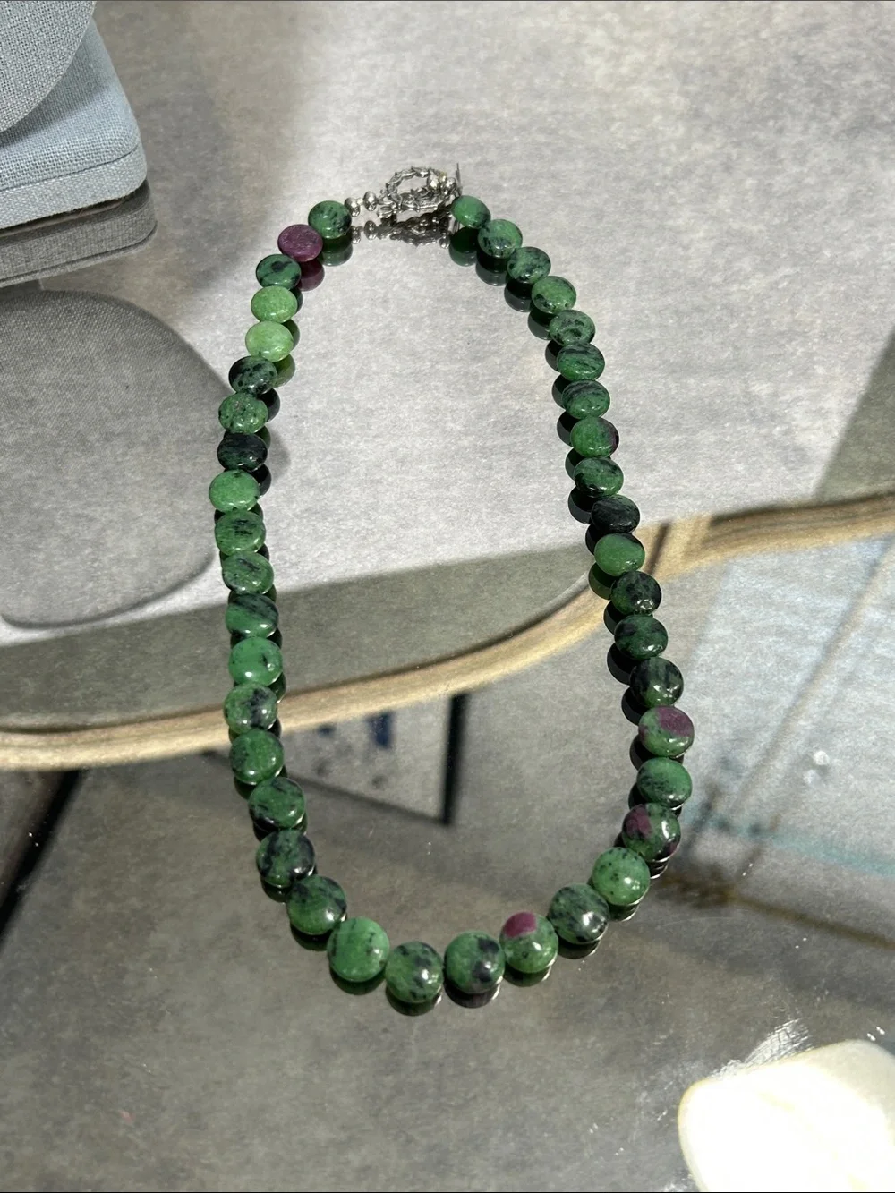 Green Ruby Zoisite Beaded Necklace - Women Jewelry